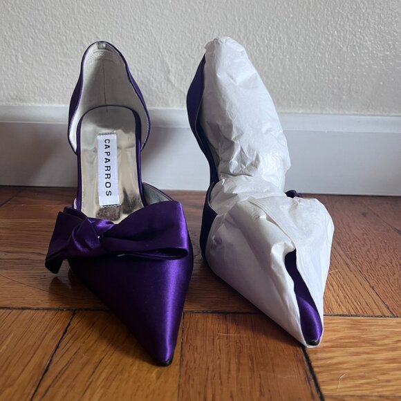 Caparros Purple Satin Bow Pointed Toe Heels – Size 5B – New, Never Worn - Picture 2 of 5